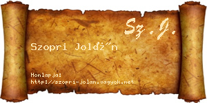 Szopri Jolán névjegykártya